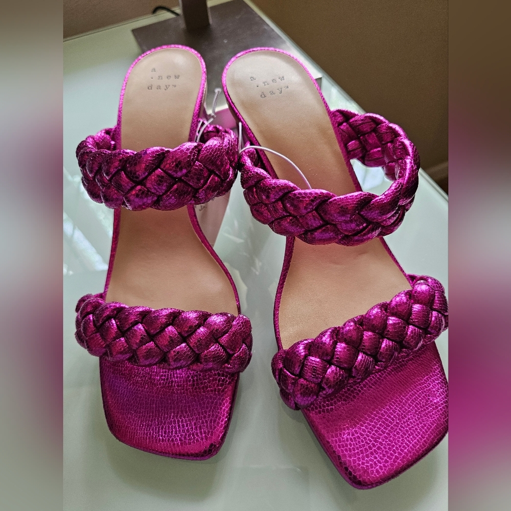 a new day Braided Slide Heels in Magenta